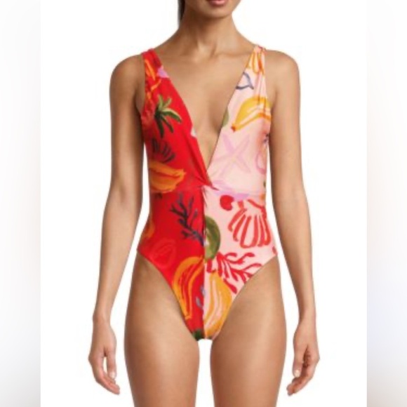 Anthropologie x Farm Rio Mixed Fruits Ocean One-Piece Swim Suit Size M NWT - Picture 1 of 15
